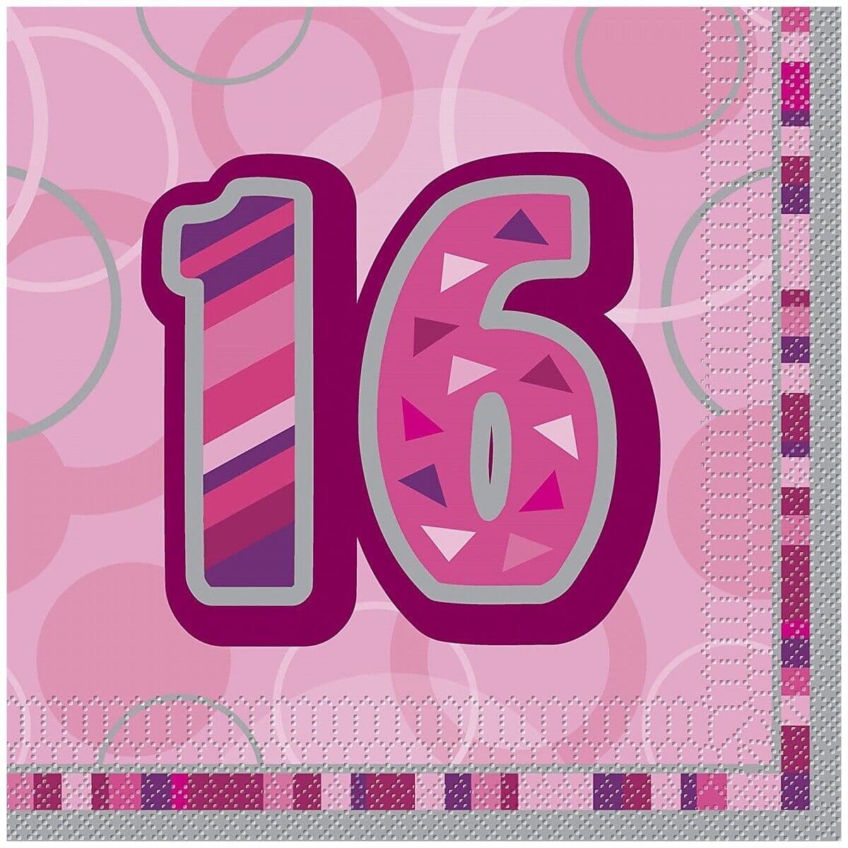 Glitz 16th Birthday Disposable Napkins