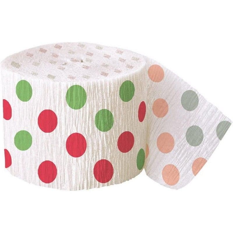 Crepe Paper Polka Dot Christmas Streamers