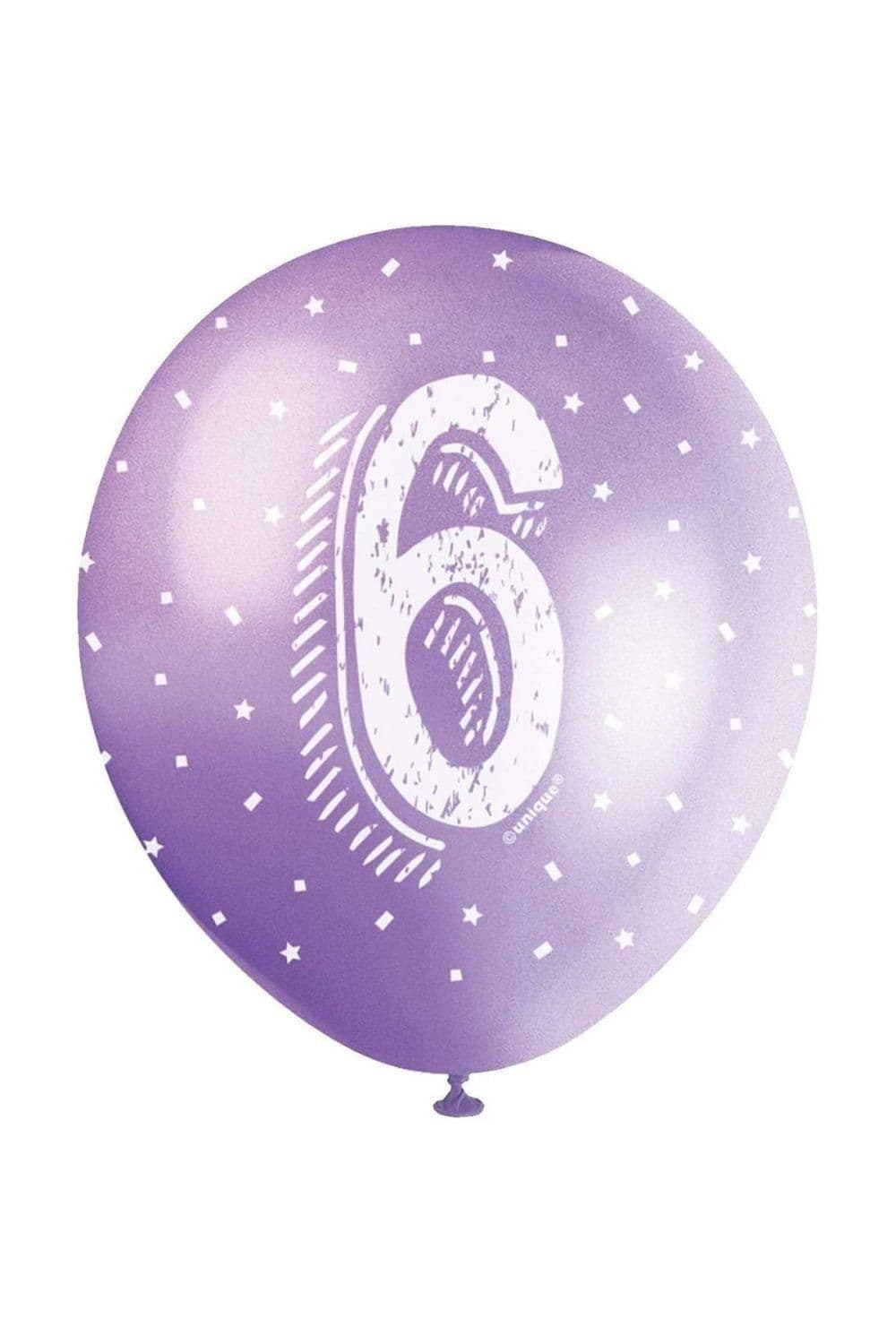 Latex Pearlised 6th Birthday Balloons