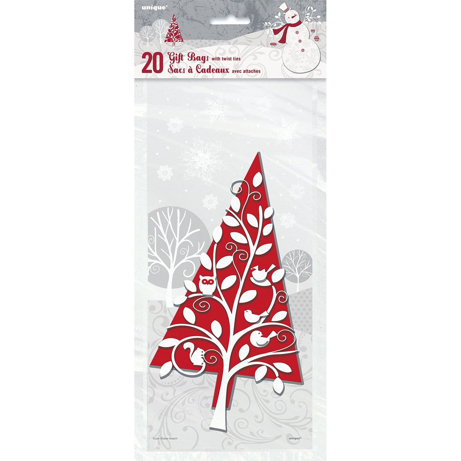 Holiday Frosted Cellophane Christmas Bags