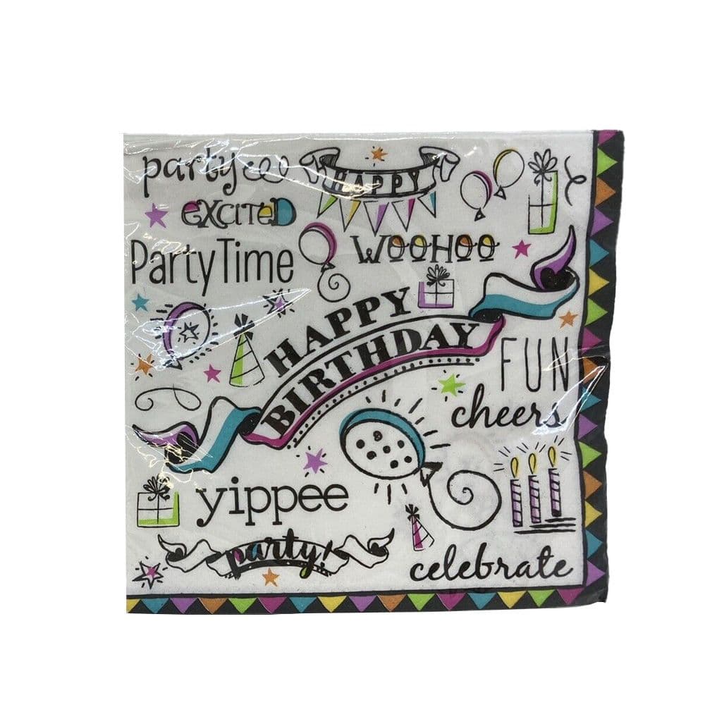 Paper Doodle Happy Birthday Disposable Napkins