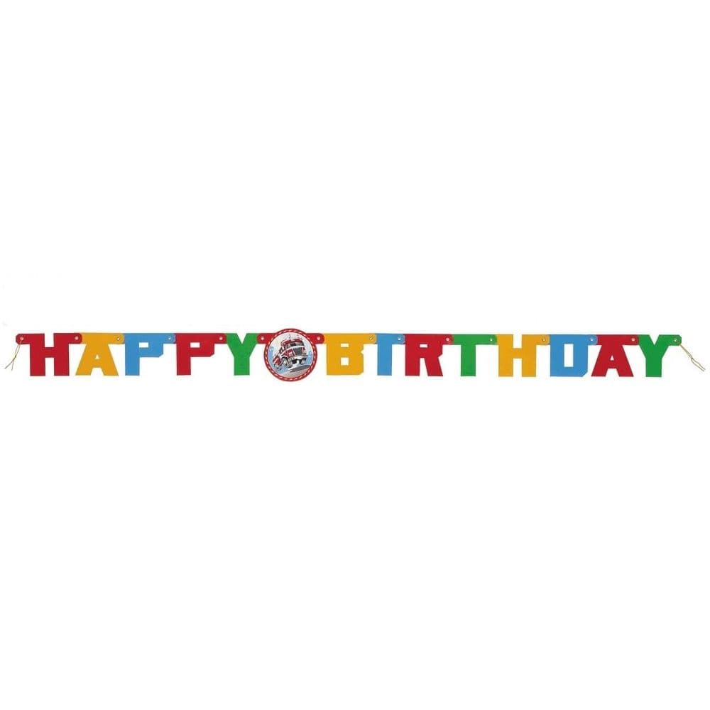 Fire Engine Happy Birthday Banner