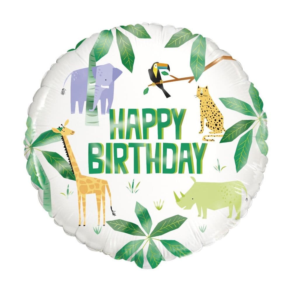 Safari Animals Happy Birthday Foil Balloon