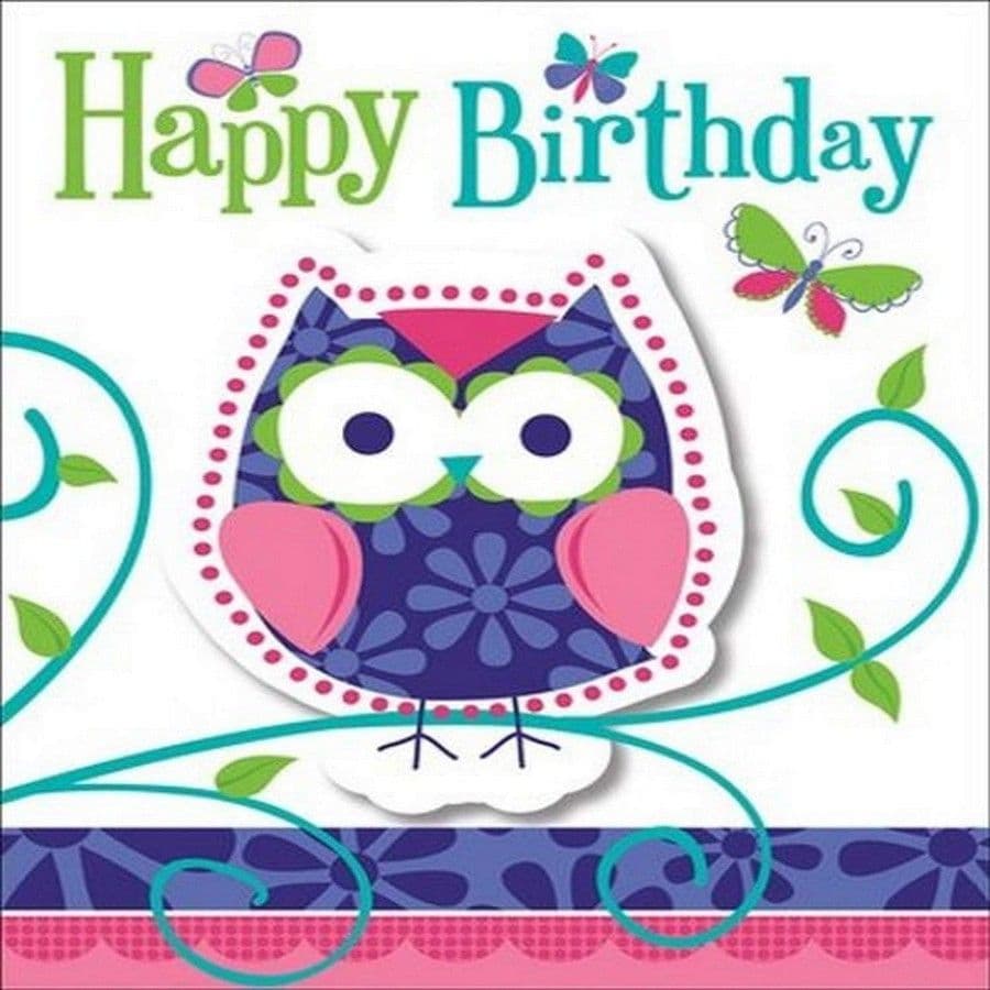 Owl Happy Birthday Invitations