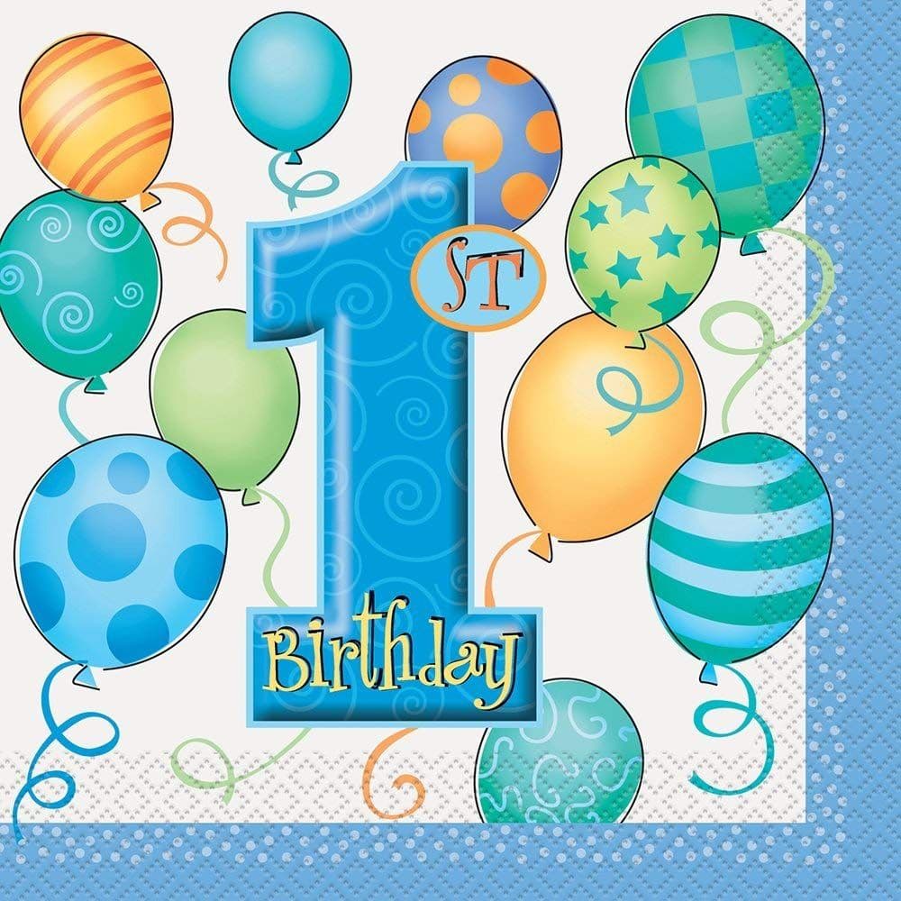 Paper Balloons 1st Birthday Napkins