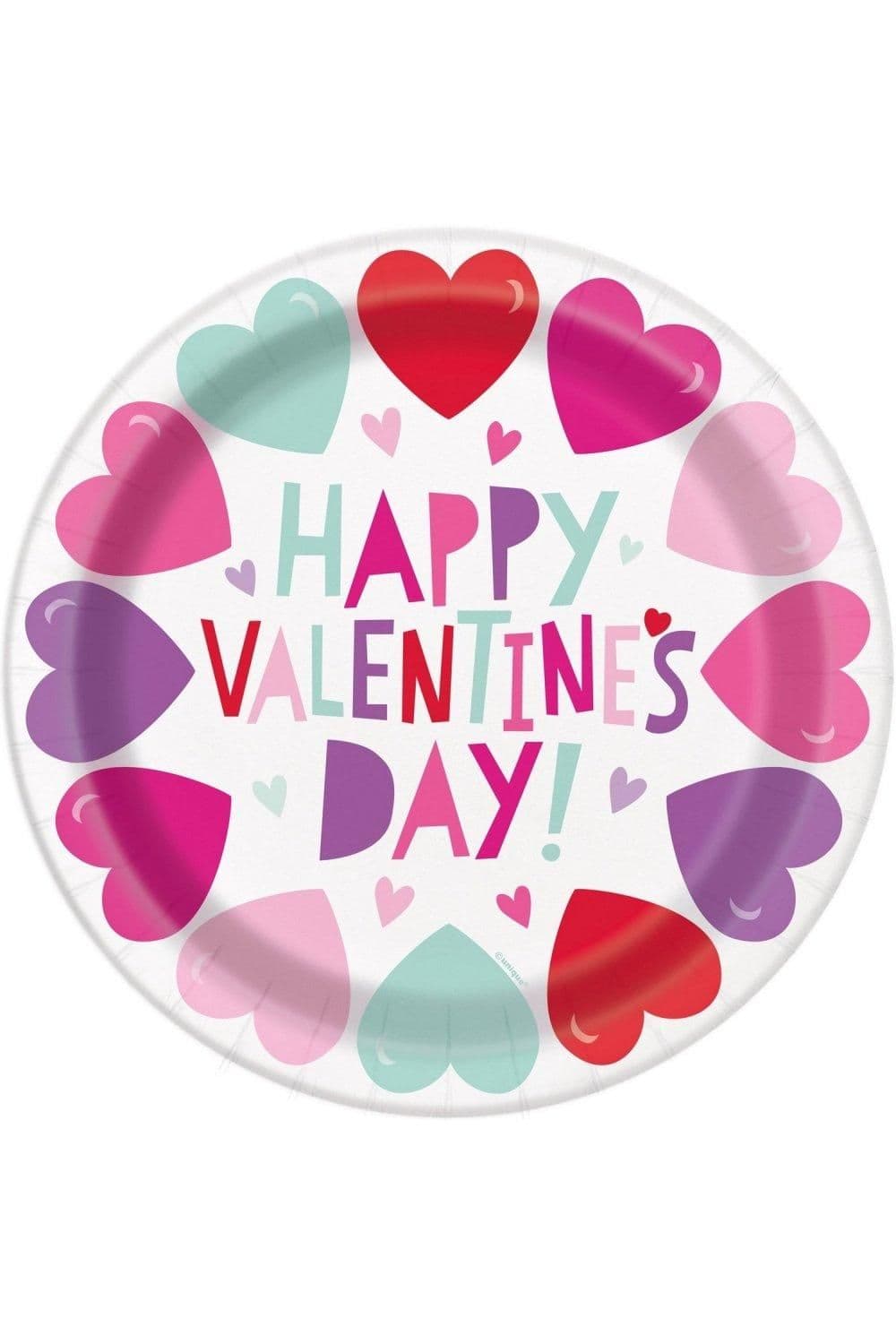 Smiling Paper Hearts Valentine`s Day Plates