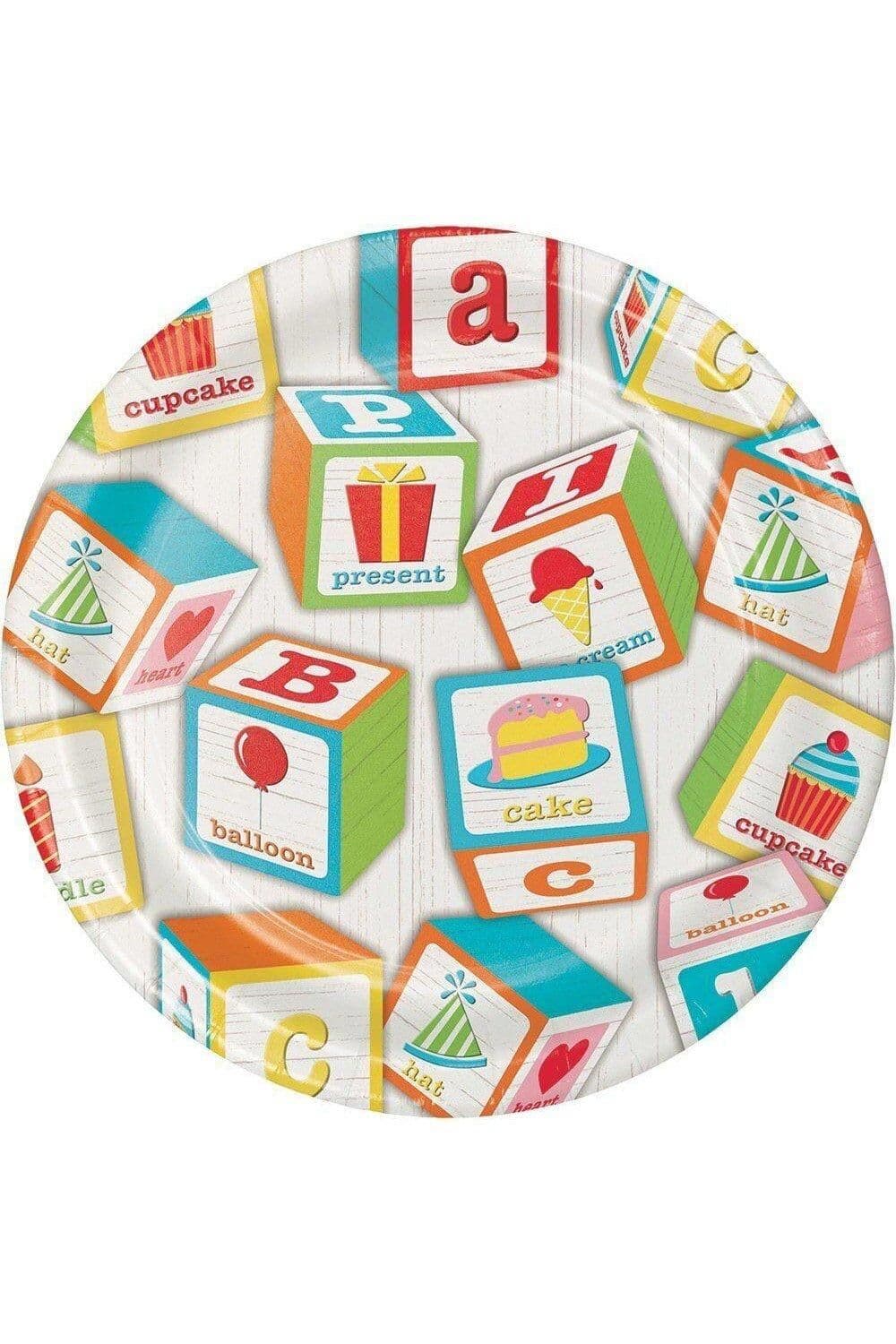 Abc Paper Building Block 1st Birthday Disposable Plates