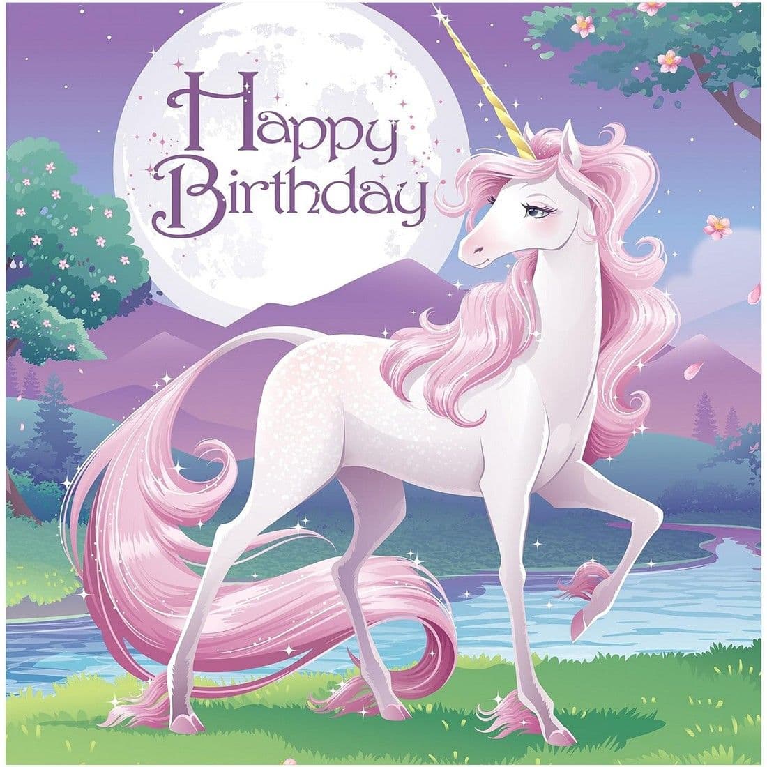 2 Ply Unicorn Happy Birthday Napkins