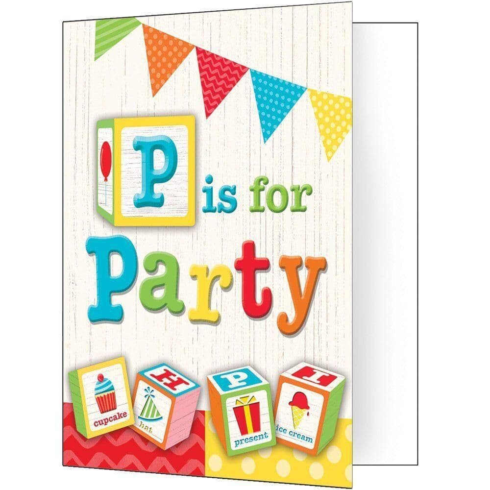 Abc Building Block 1st Birthday Invitations
