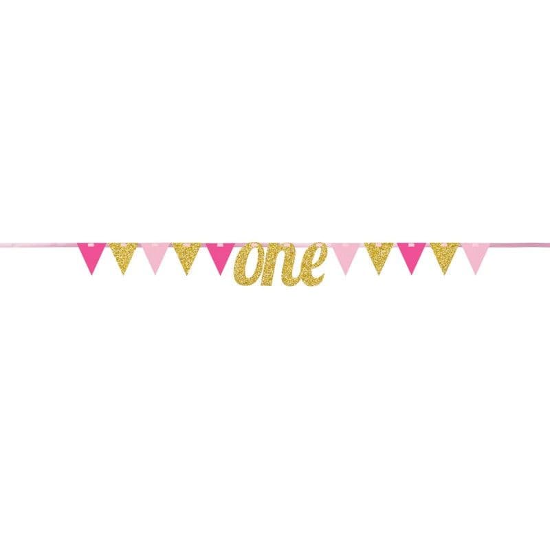 Ribbon Glitter 1st Birthday Banner