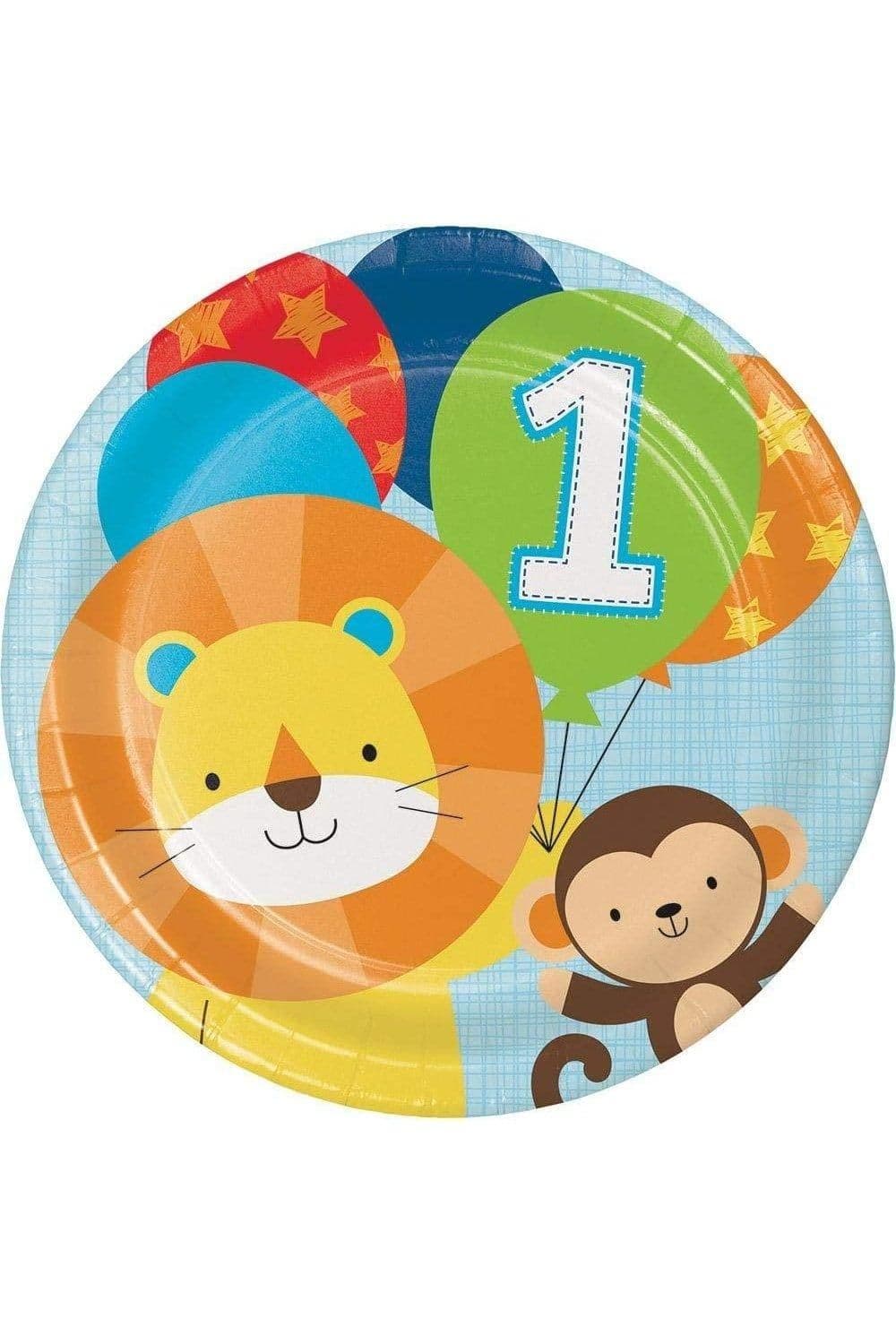 Paper Zoo Animals 1st Birthday Plates