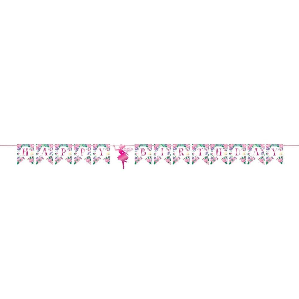 Ribbon Floral Fairy Happy Birthday Banner