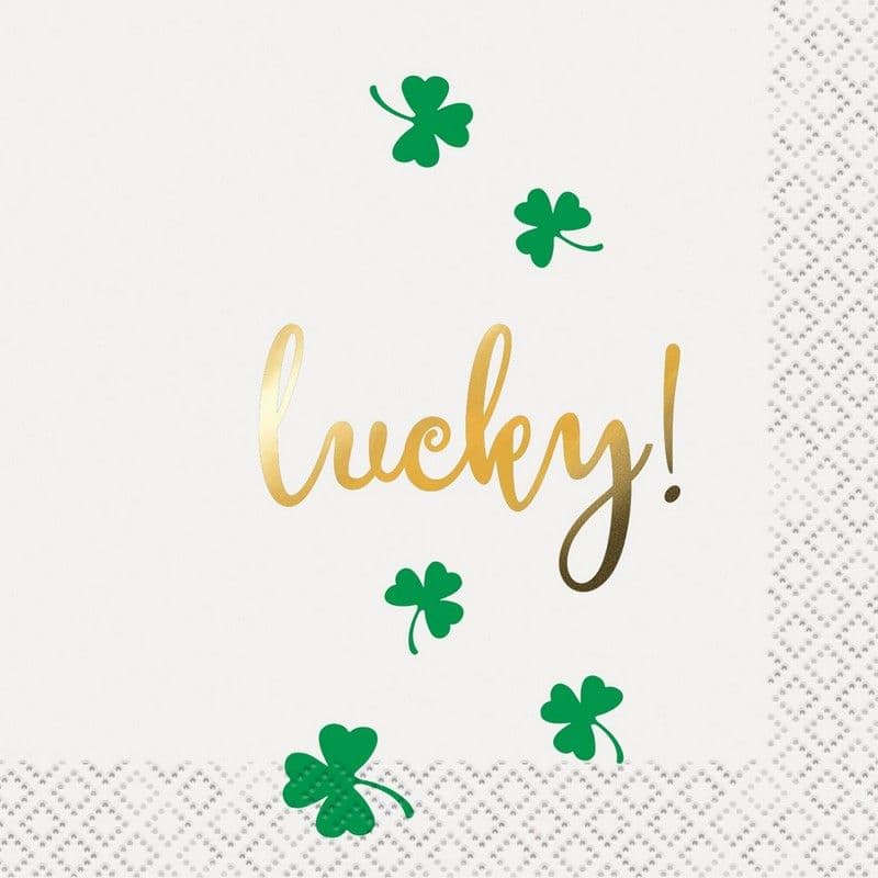 Lucky Foil St Patricks Day Disposable Napkins
