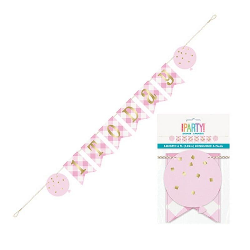 Gingham Pennant 1st Birthday Banner