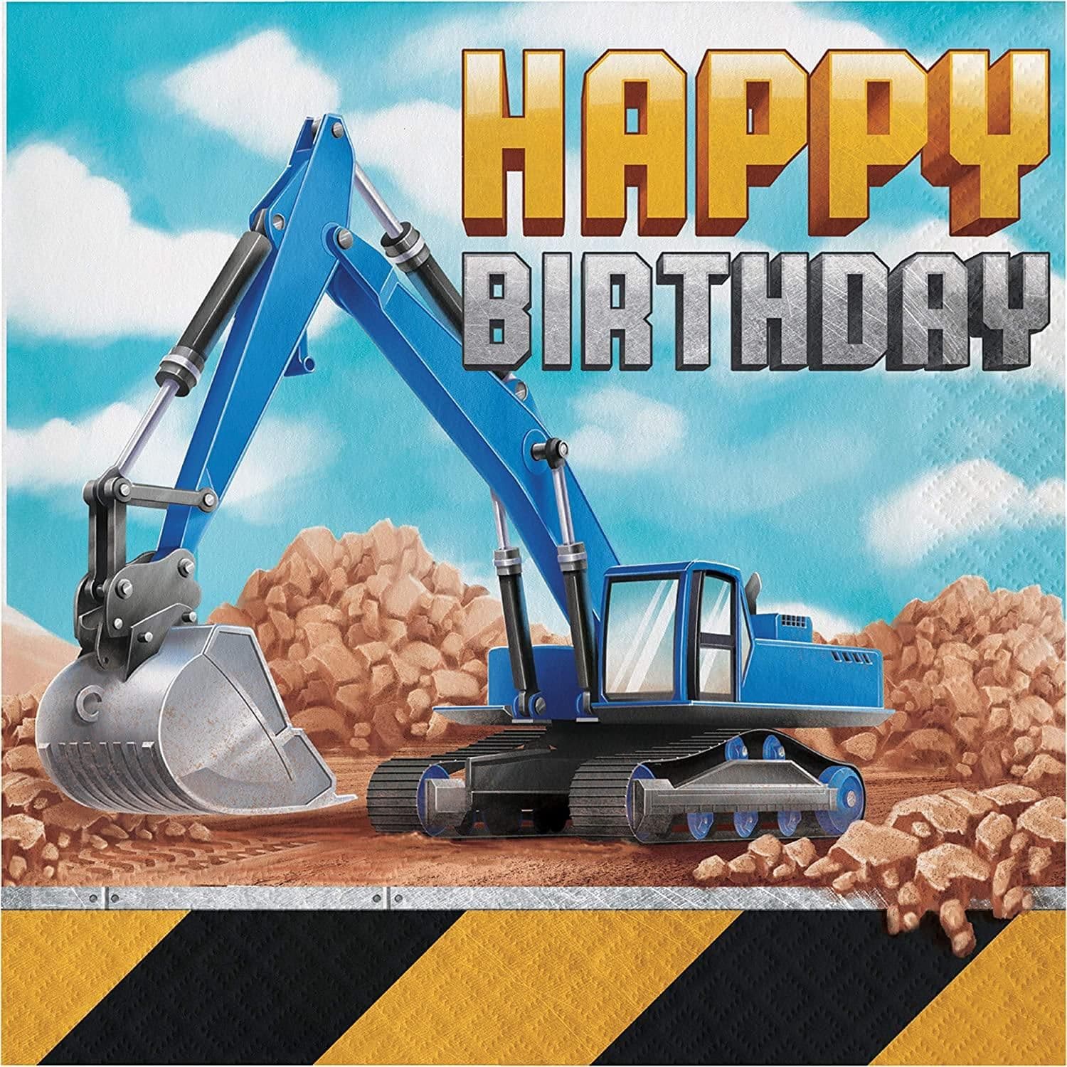 Big Dig Construction Happy Birthday Napkins