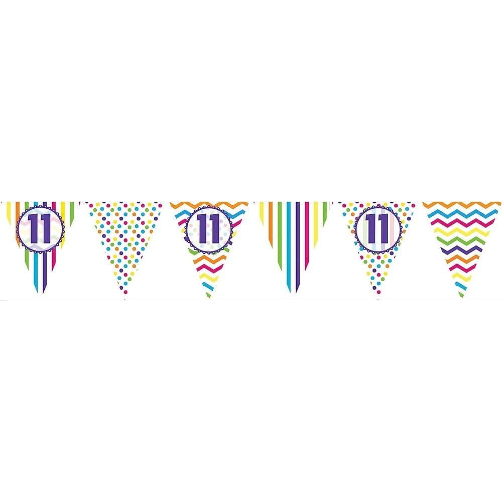 Paper Pennant 11th Birthday Banner