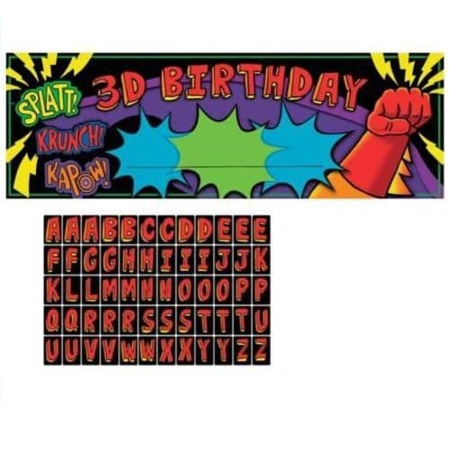 Superhero 3D Banner Stickers
