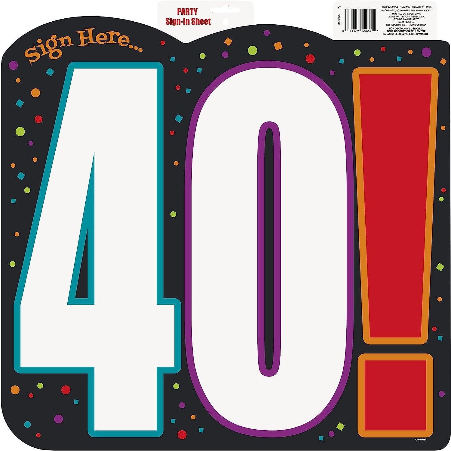 Cheer 40th Birthday Sign Sheet