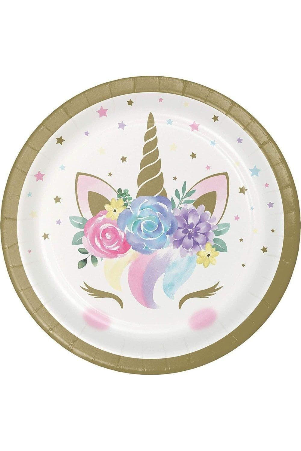 Paper Floral Unicorn Disposable Plates