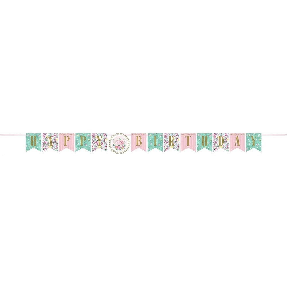Ribbon Floral Happy Birthday Banner