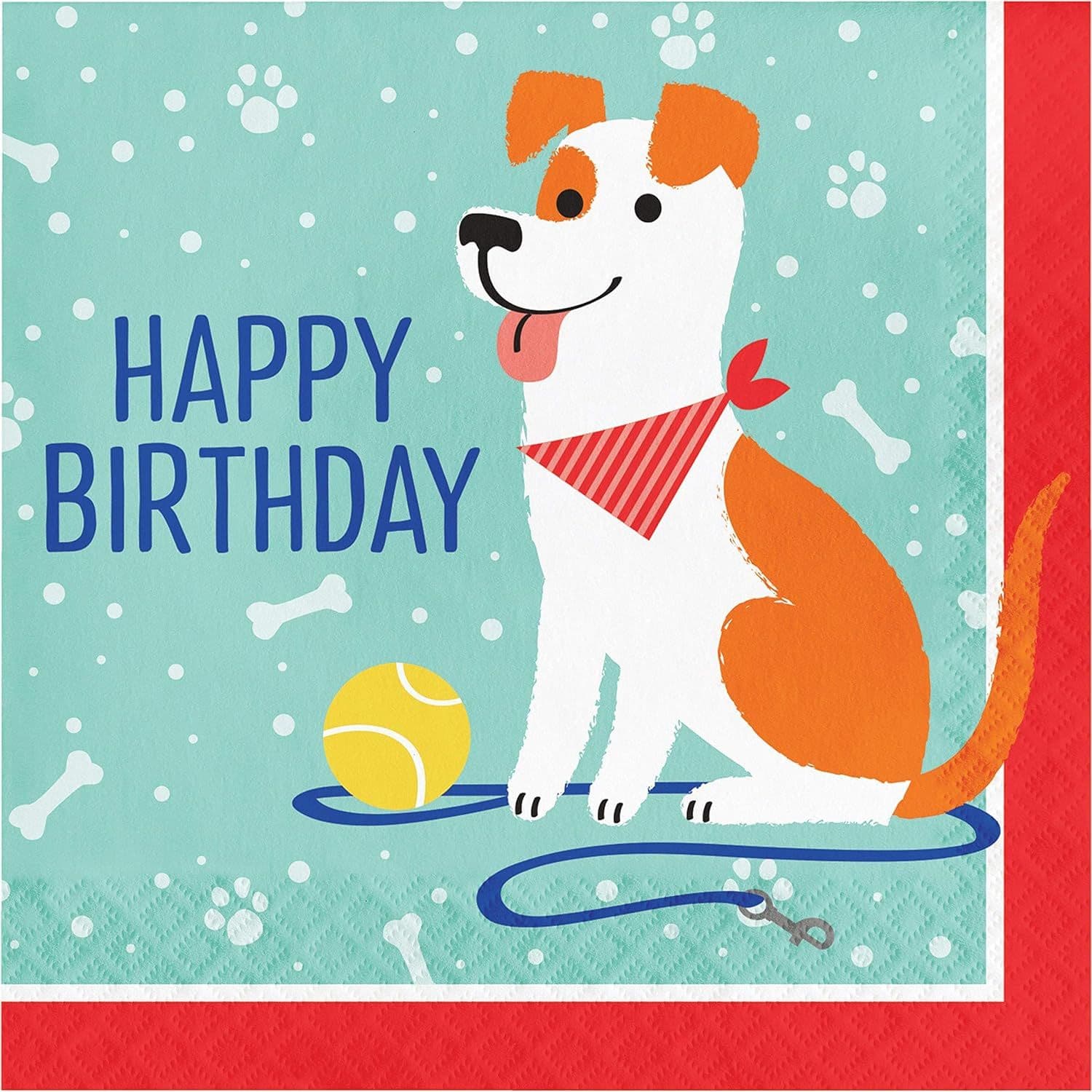Cute Paper Dog Happy Birthday Napkins