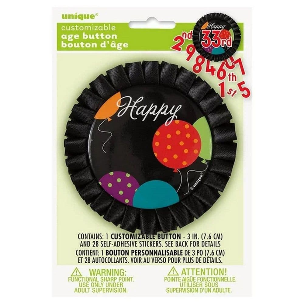 Customisable Happy Birthday Button Set