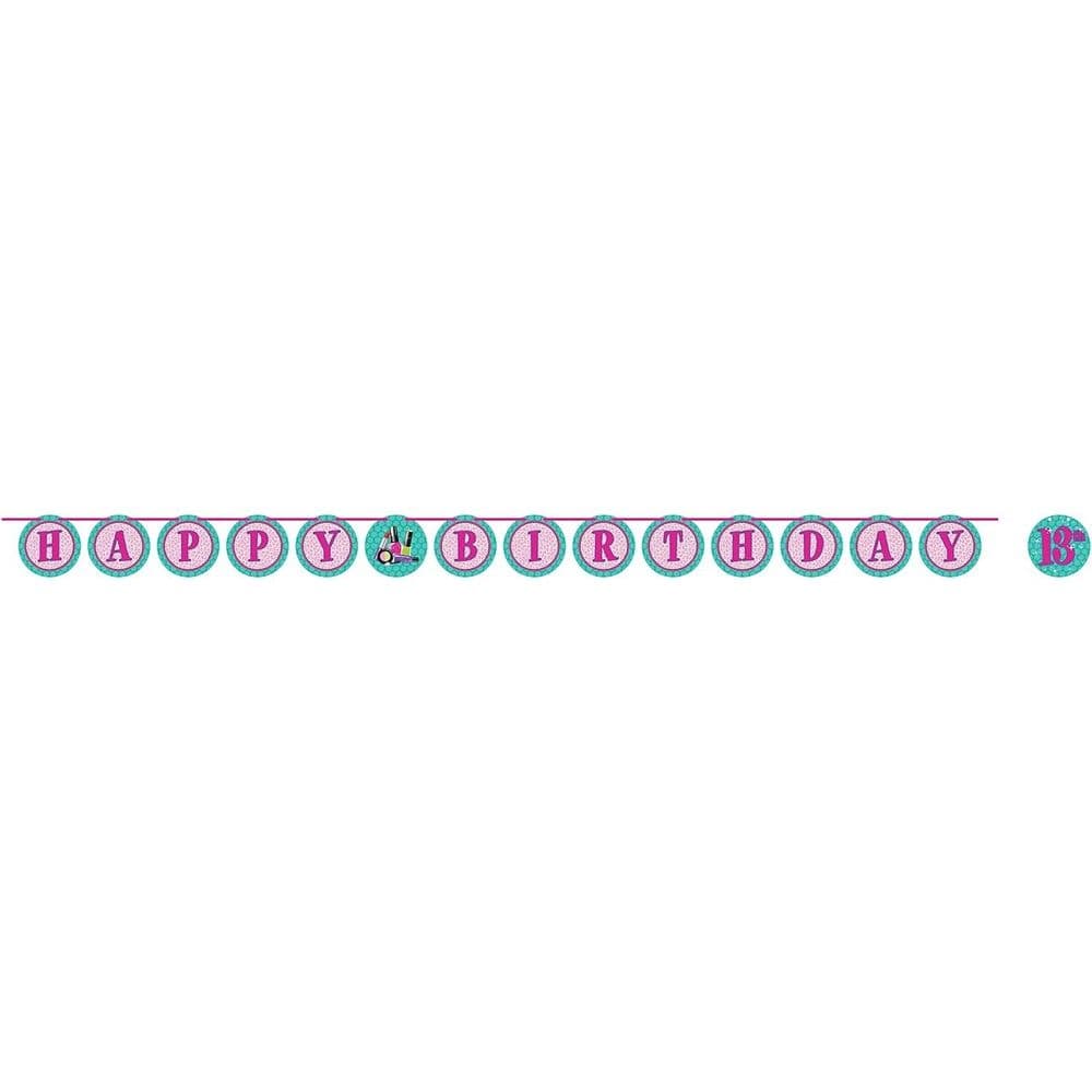 Spa Theme Ribbon Happy Birthday Banner Stickers