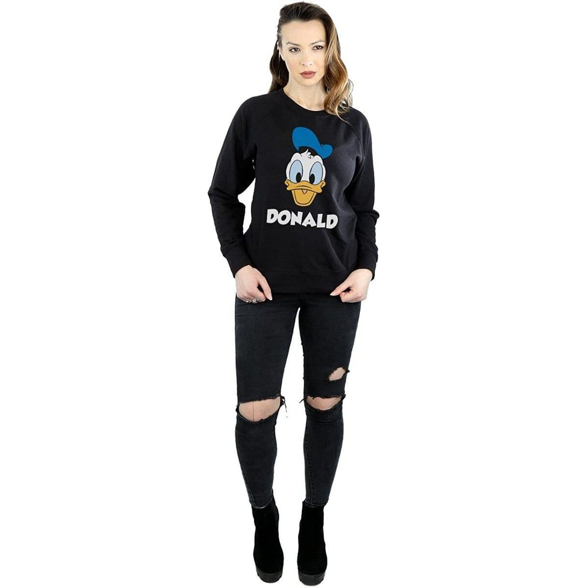 Donald Duck Face Cotton Sweatshirt