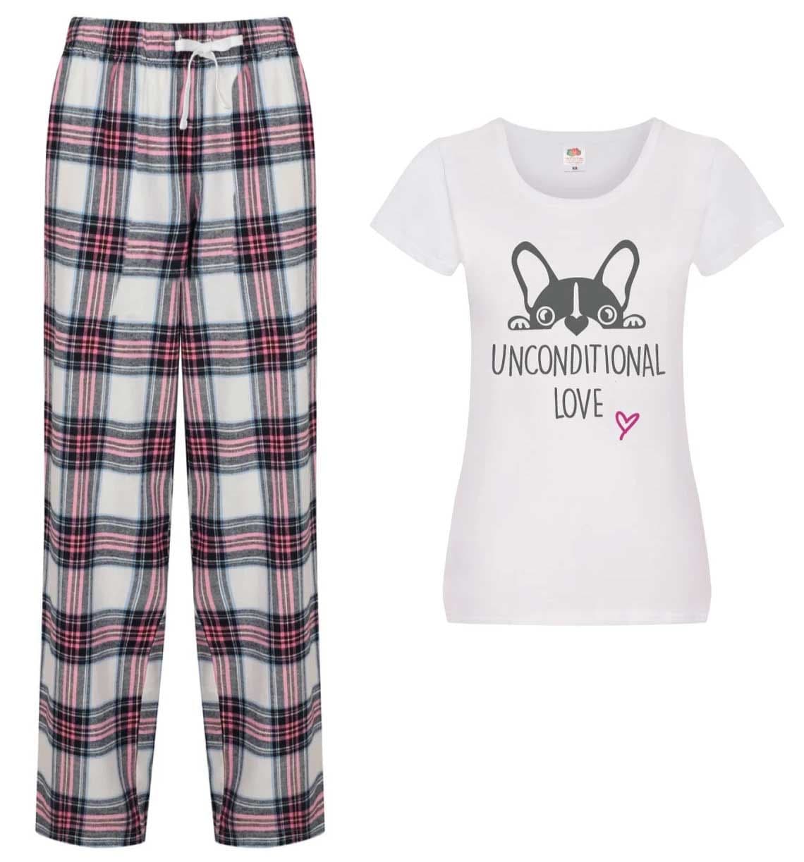 60 SECOND MAKEOVER Women's Frenchie Unconditional Love Pyjama Set in Pink | Size: Medium
