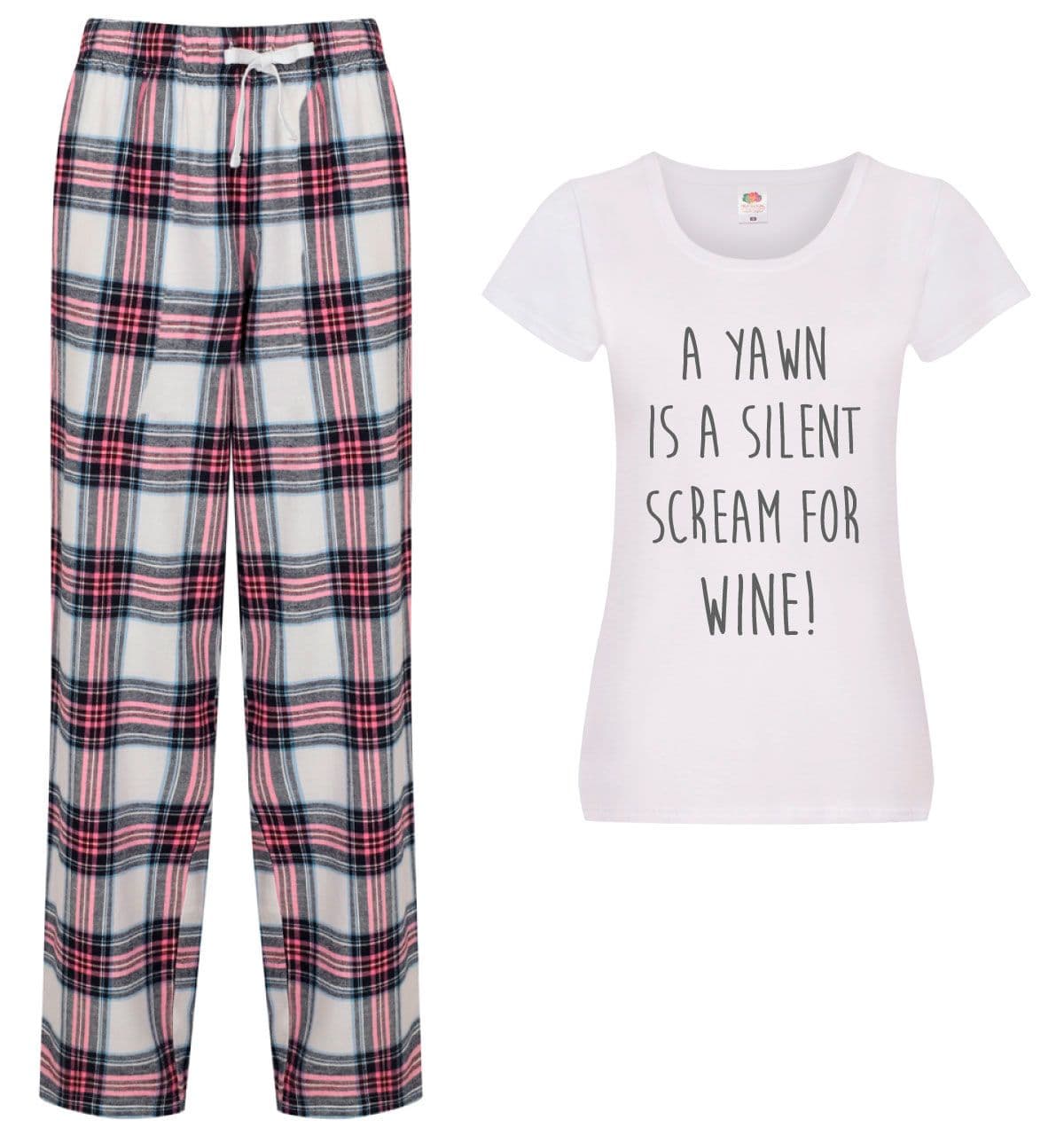 60 SECOND MAKEOVER Women's A Yawn Is A Silent Scream for Wine Pyjama Set in Pink | Size: Small