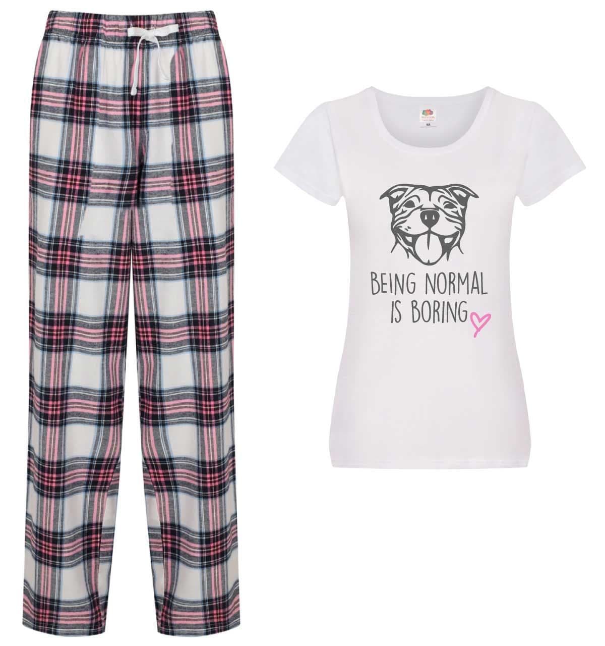 60 SECOND MAKEOVER Women's Staffy Being Normal Is Boring Pyjama Set in Pink | Size: Small