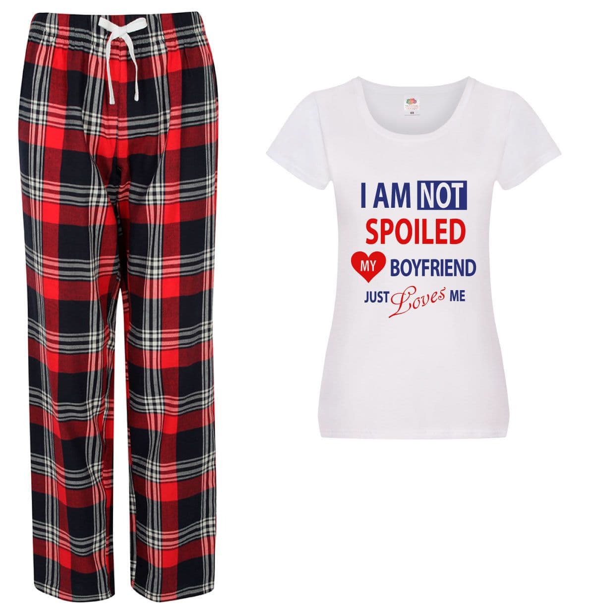 60 SECOND MAKEOVER Women's I'm Not Spoiled My Boyfriend Just Loves Me Pyjama Set in Red | Size: XS