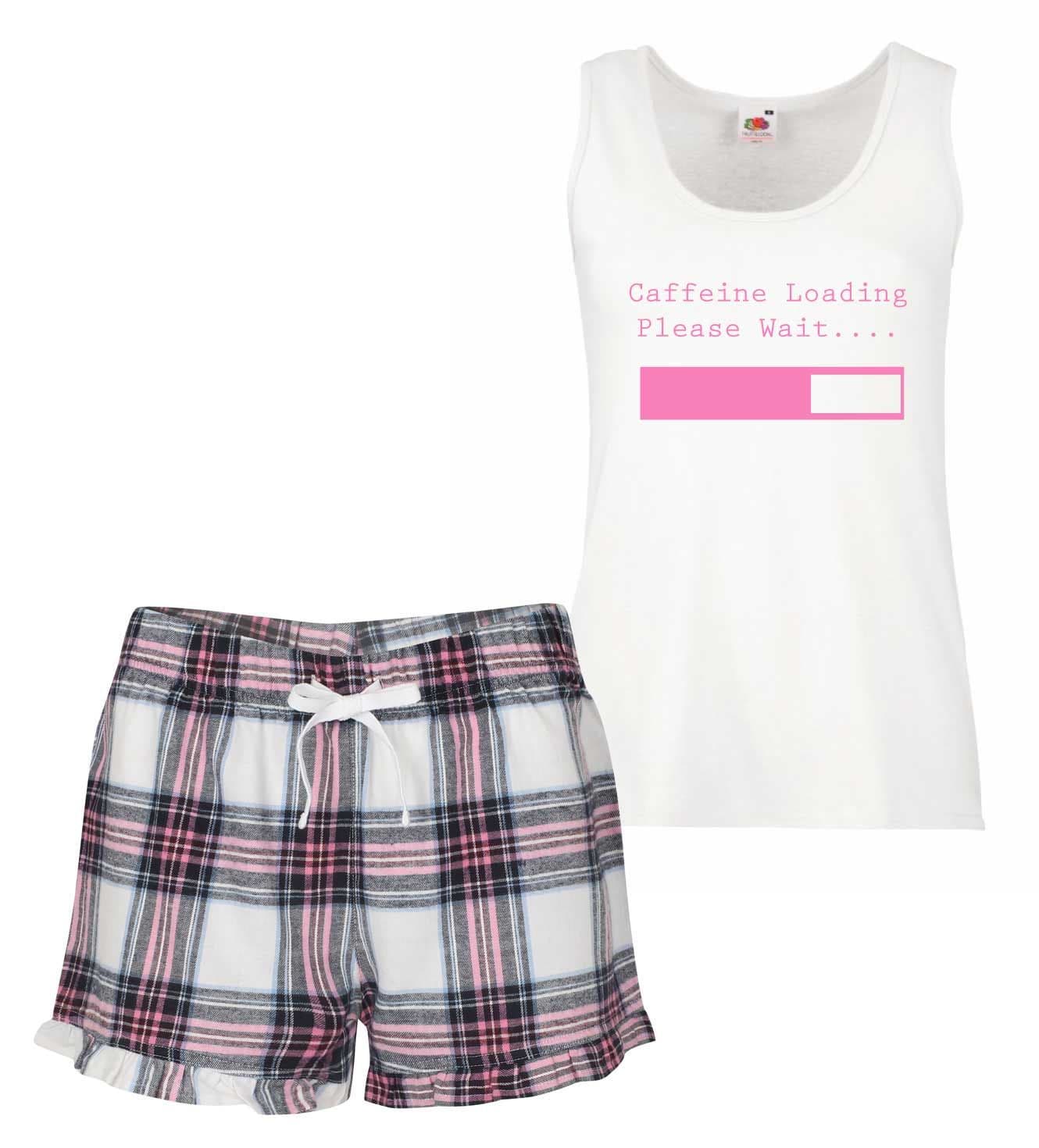 60 SECOND MAKEOVER Women's Caffeine Loading Please Wait Pyjama Set in Pink | Size: Small