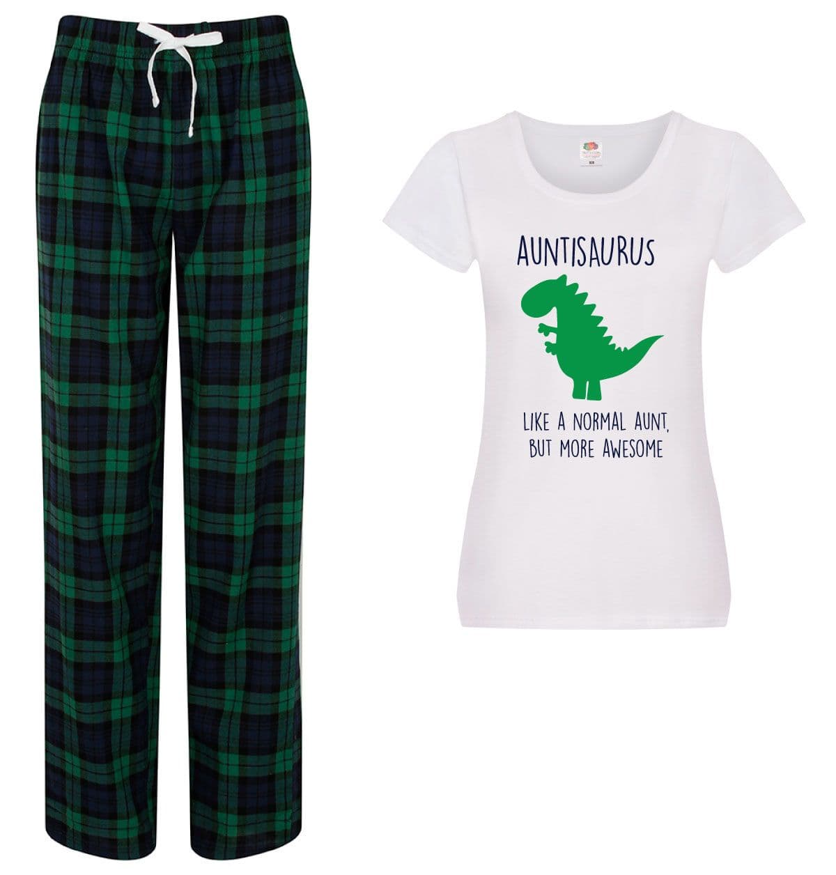 60 SECOND MAKEOVER Women's Auntisaurus Dinosaur Pyjama Set in Green | Size: Medium