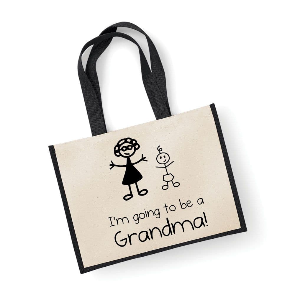 Large Jute Bag I'm Going To Be A Grandma Black Bag New Mum