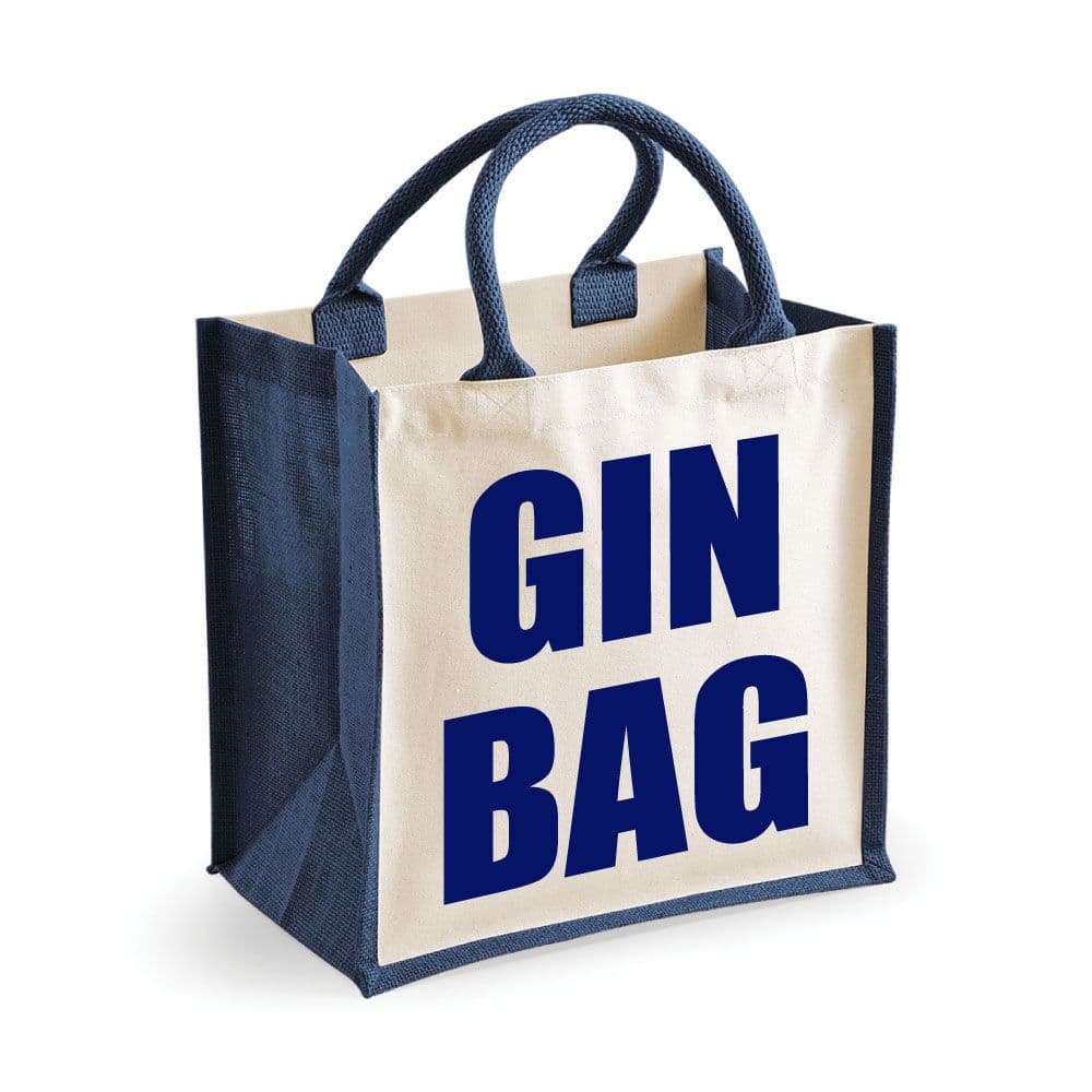 Medium Jute Bag Gin Bag Navy Blue Bag Mum