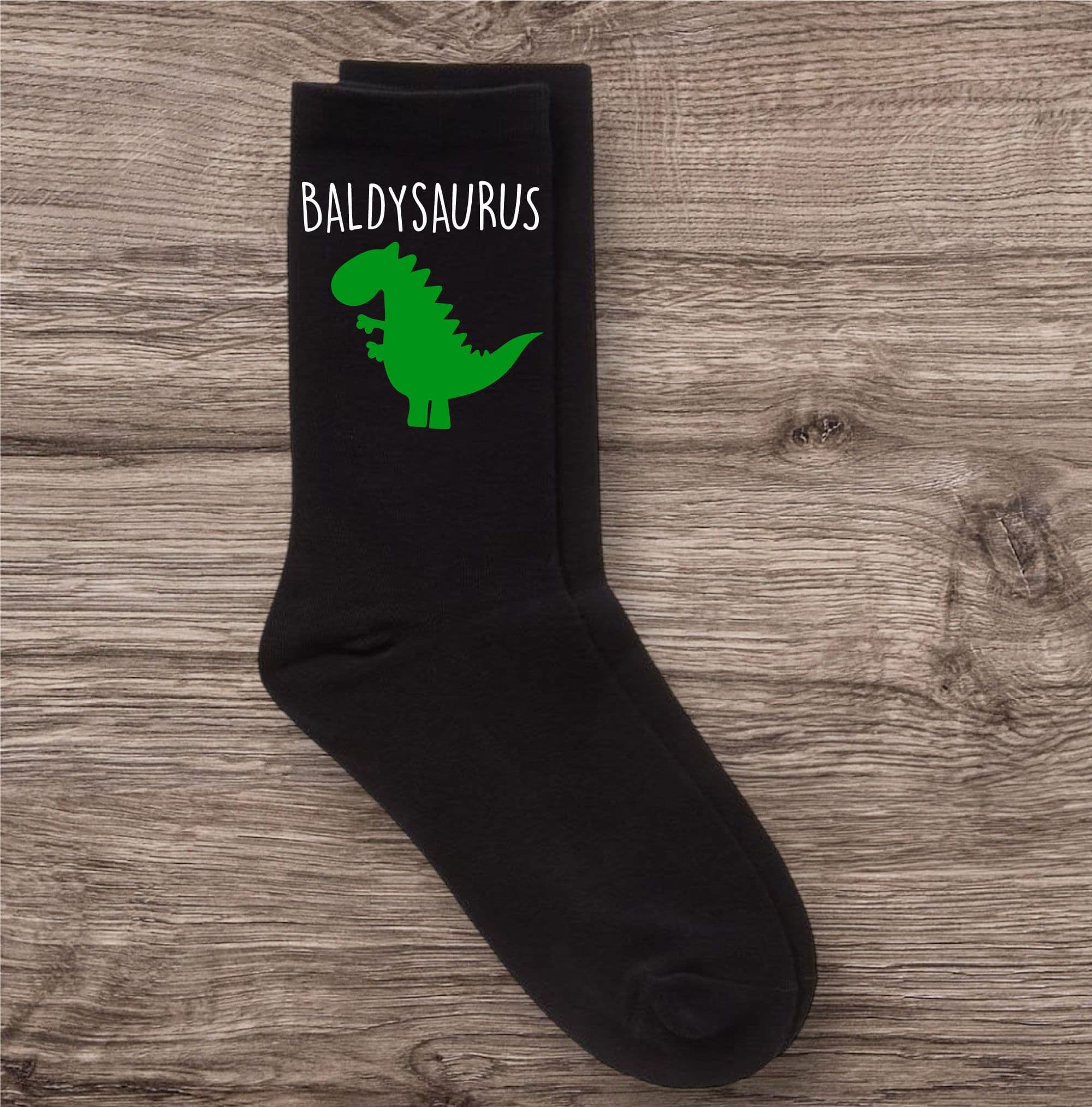 Mens Baldy Dinosaur Baldysaurus Black Socks