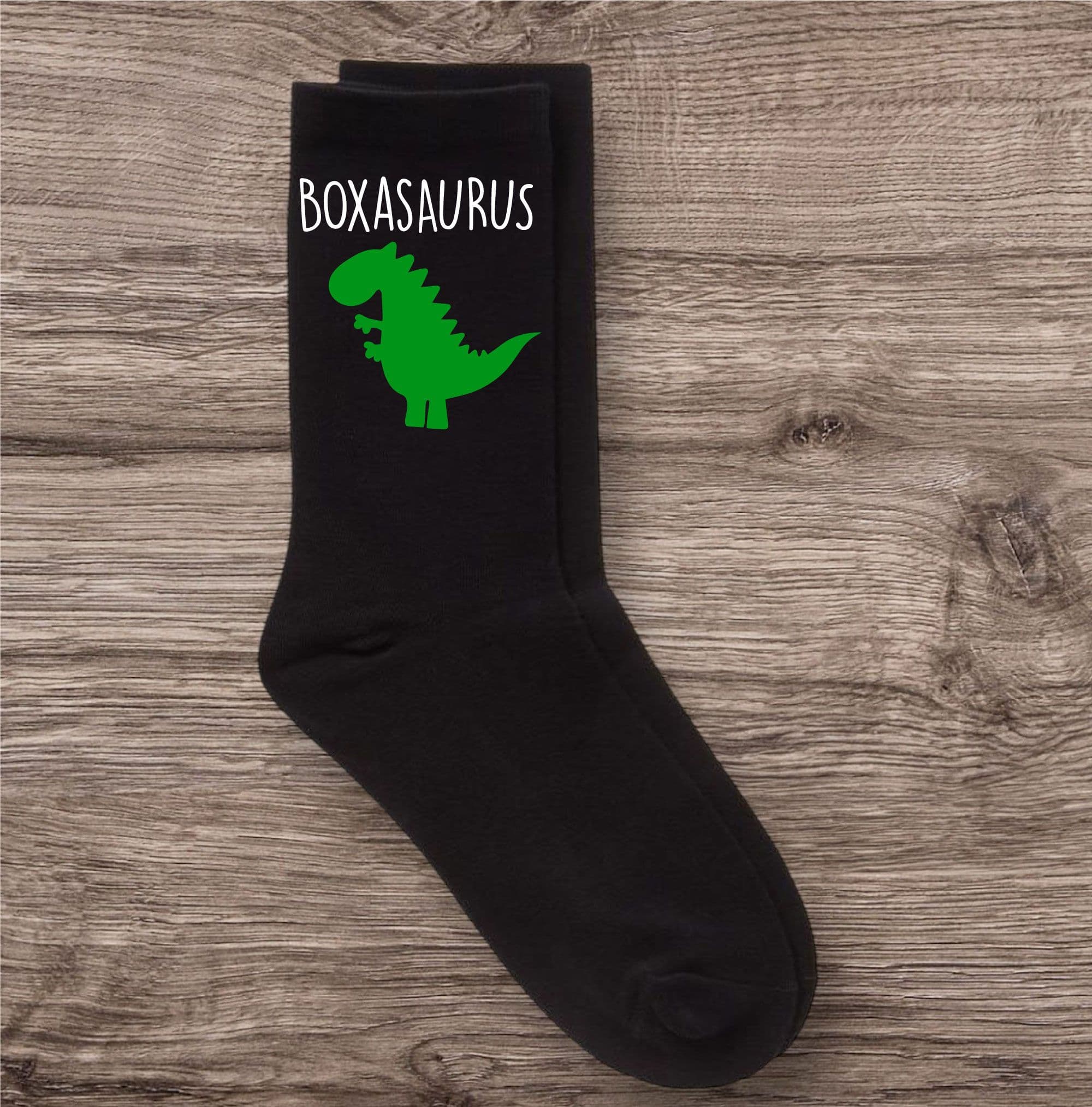 Mens Boxer Dinosaur Boxasaurus Black Socks