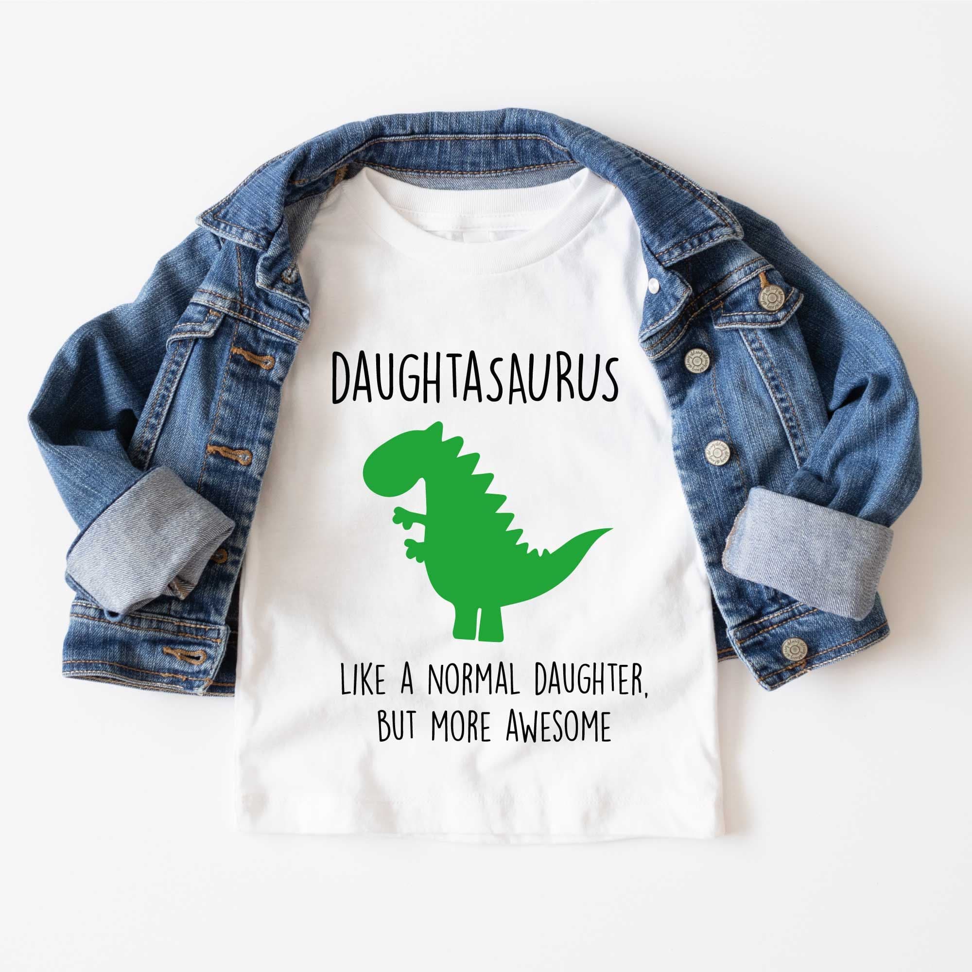 60 SECOND MAKEOVER Women's Daughter Dinosaur T-Shirt in White | Size: 14-15 Years