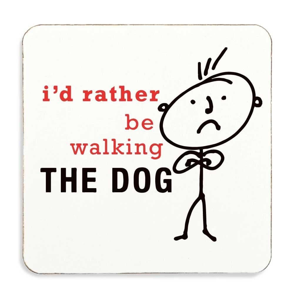 Id Rather Be Walking Dog Coaster Cork Backed Fathers Day Husband Dad Uncle Grandpa