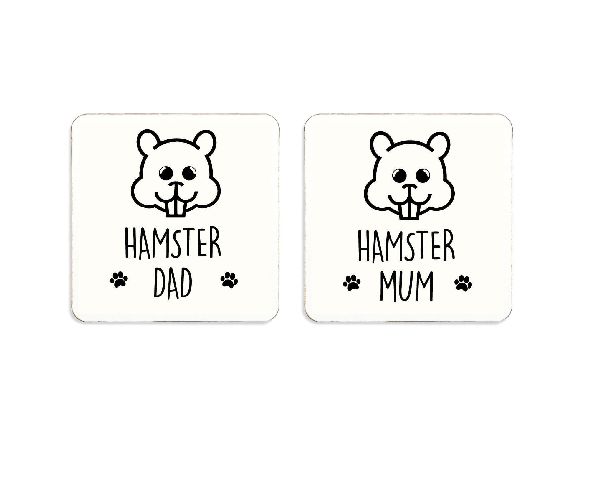Hamster Mum Hamster Dad Coaster Set Cork Backed