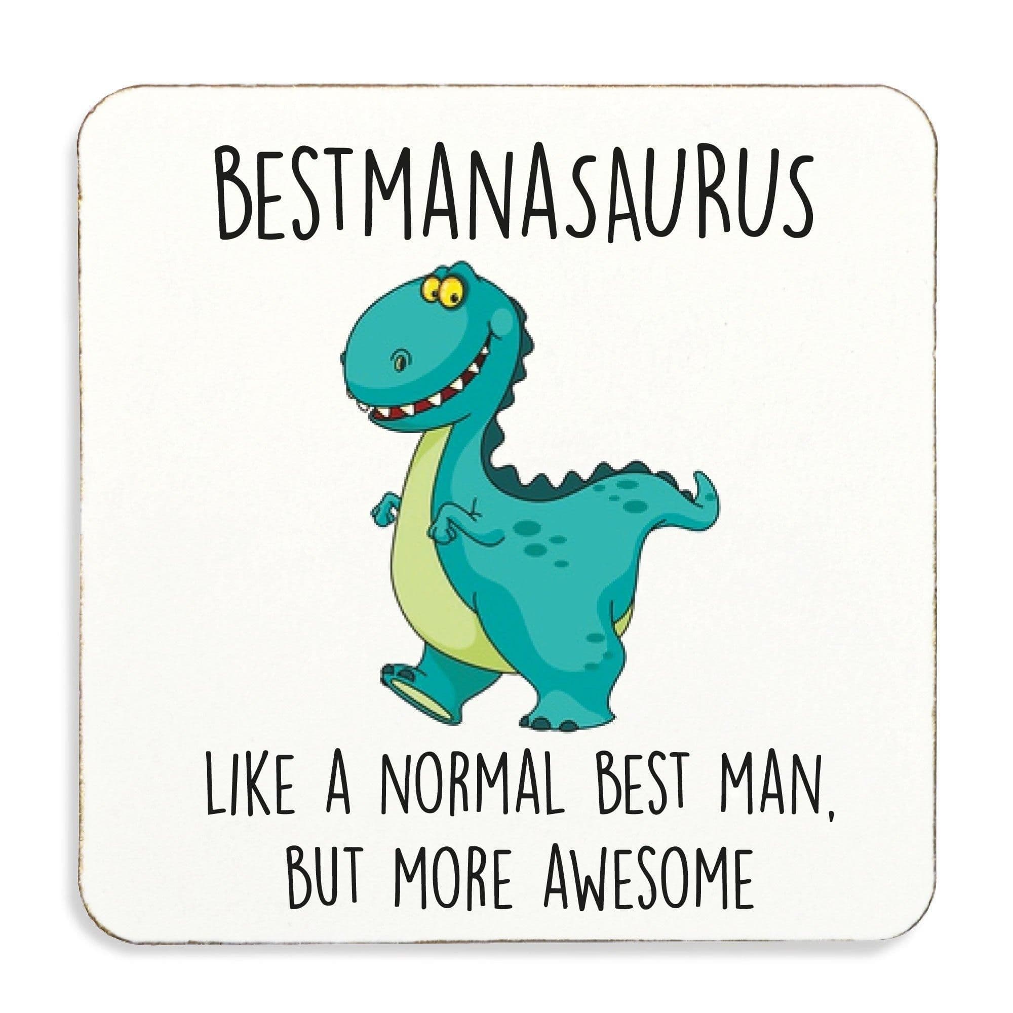 Best Man Coaster Bestmanasaurus Cork Back Fathers Day Valeines