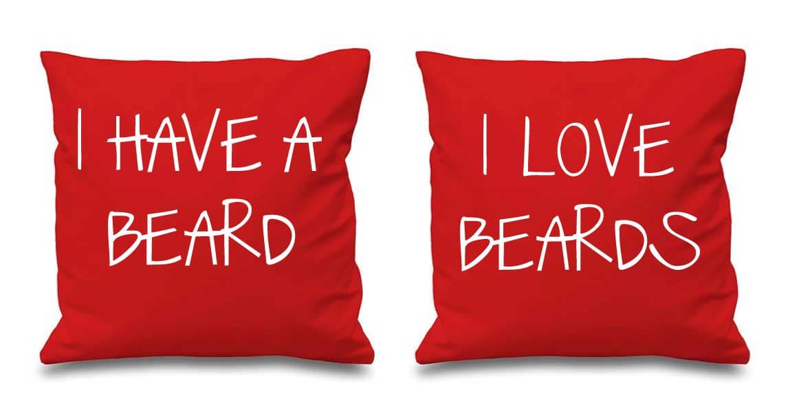 I Have Beard I Love Beards Cushion Covers 16" x 16" Couples Cushions Valentines Wedding Anniversary Bedroom Decora