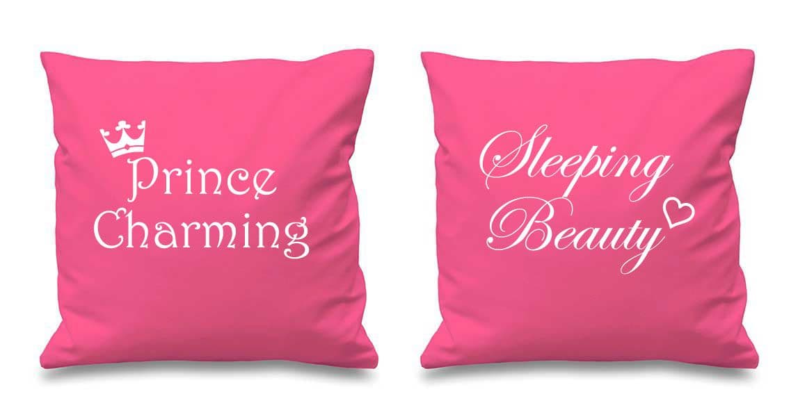 Prince Charming Sleeping Beauty Cushion Covers 16" x 16" Couples Cushions Valentines Anniversary Boyfriend Girlfrie