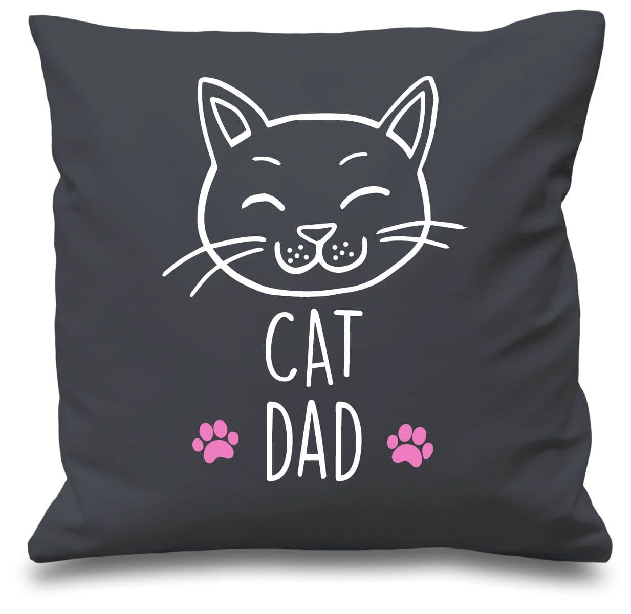 Grey Cushion Cover Cat Dad 16" x 16" Mum Friend Gift Decorative