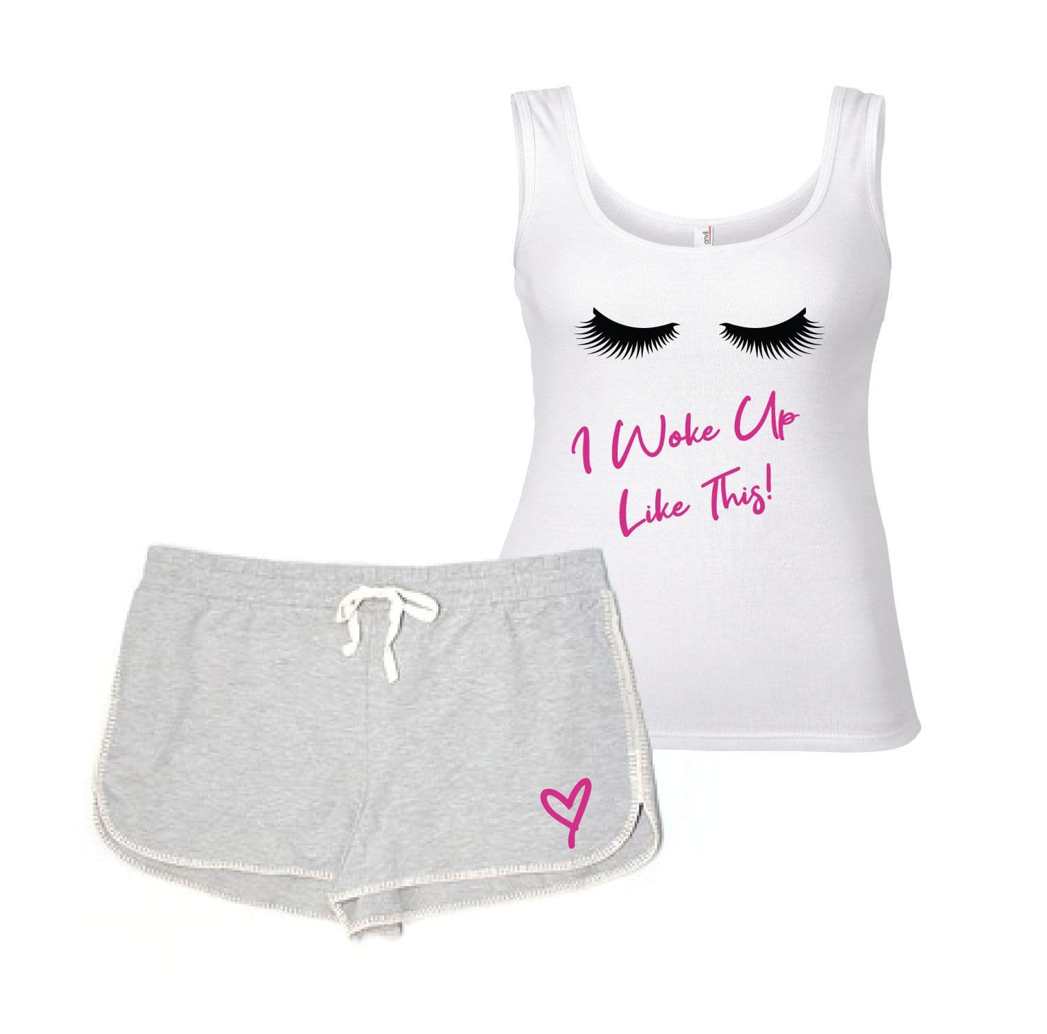 60 SECOND MAKEOVER Women's Lashes I Woke Up Like This Pyjama Set in Grey | Size: Large