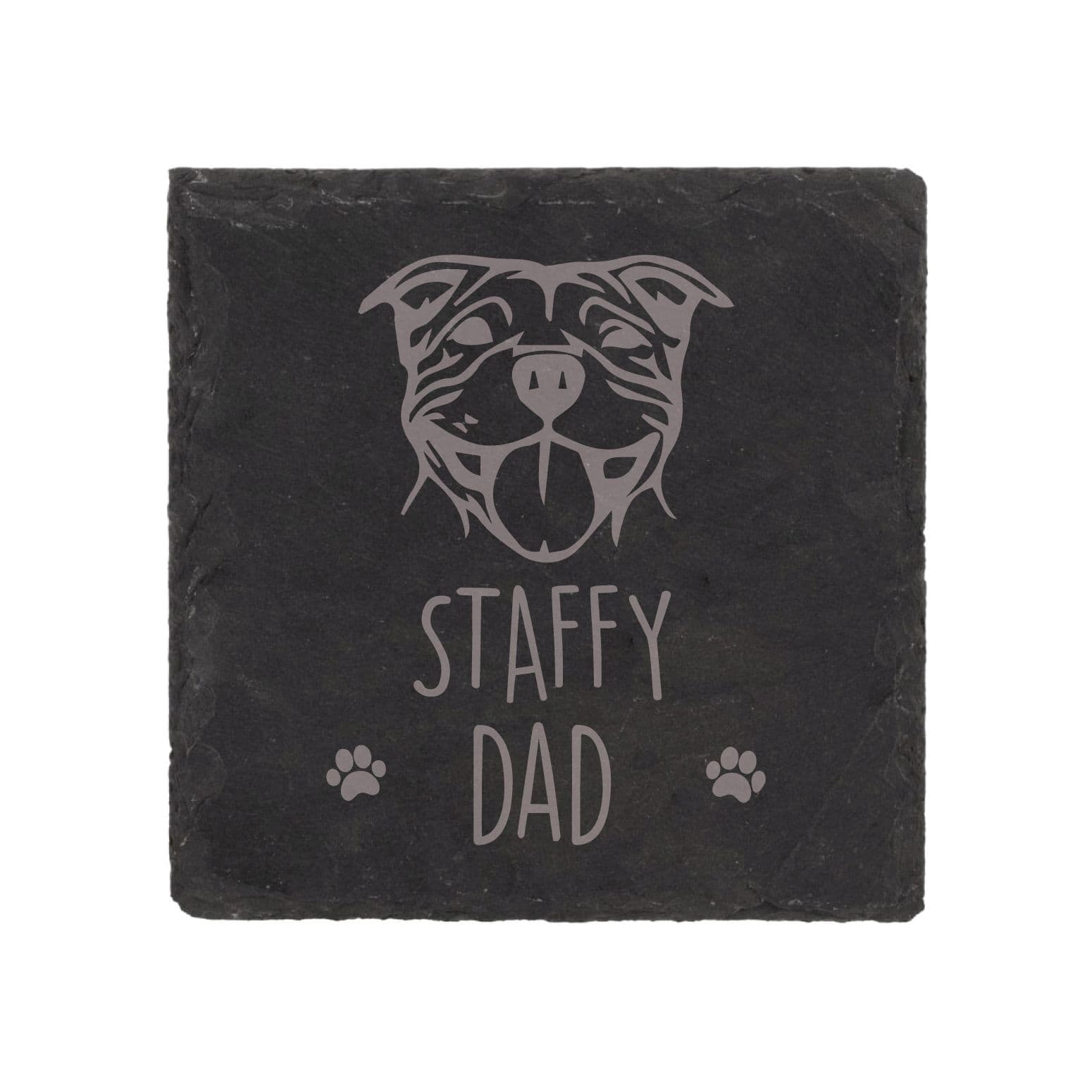 Slate Staffy Dad Coaster Engraved Novelty Gift Anniversary Staffordshire Bull Terrier