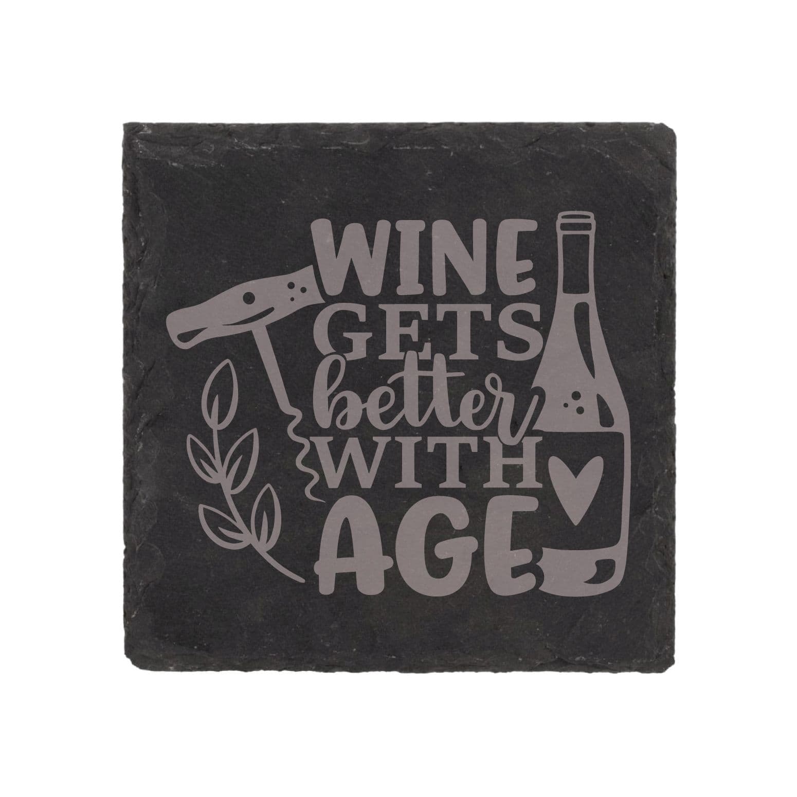 Slate Coaster Wine Gets Better With Age Engraved Funny Gift Friend Present