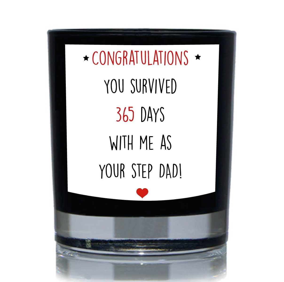 Congratulations You Survived 365 Days Me As Your Step Dad Funny Candle