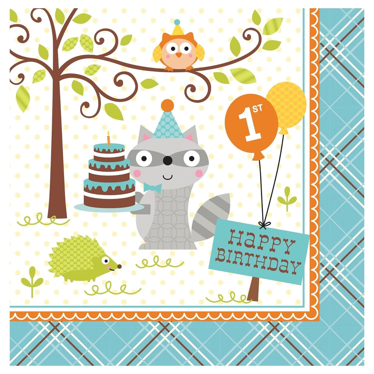 Paper Woodland 1st Birthday Napkins